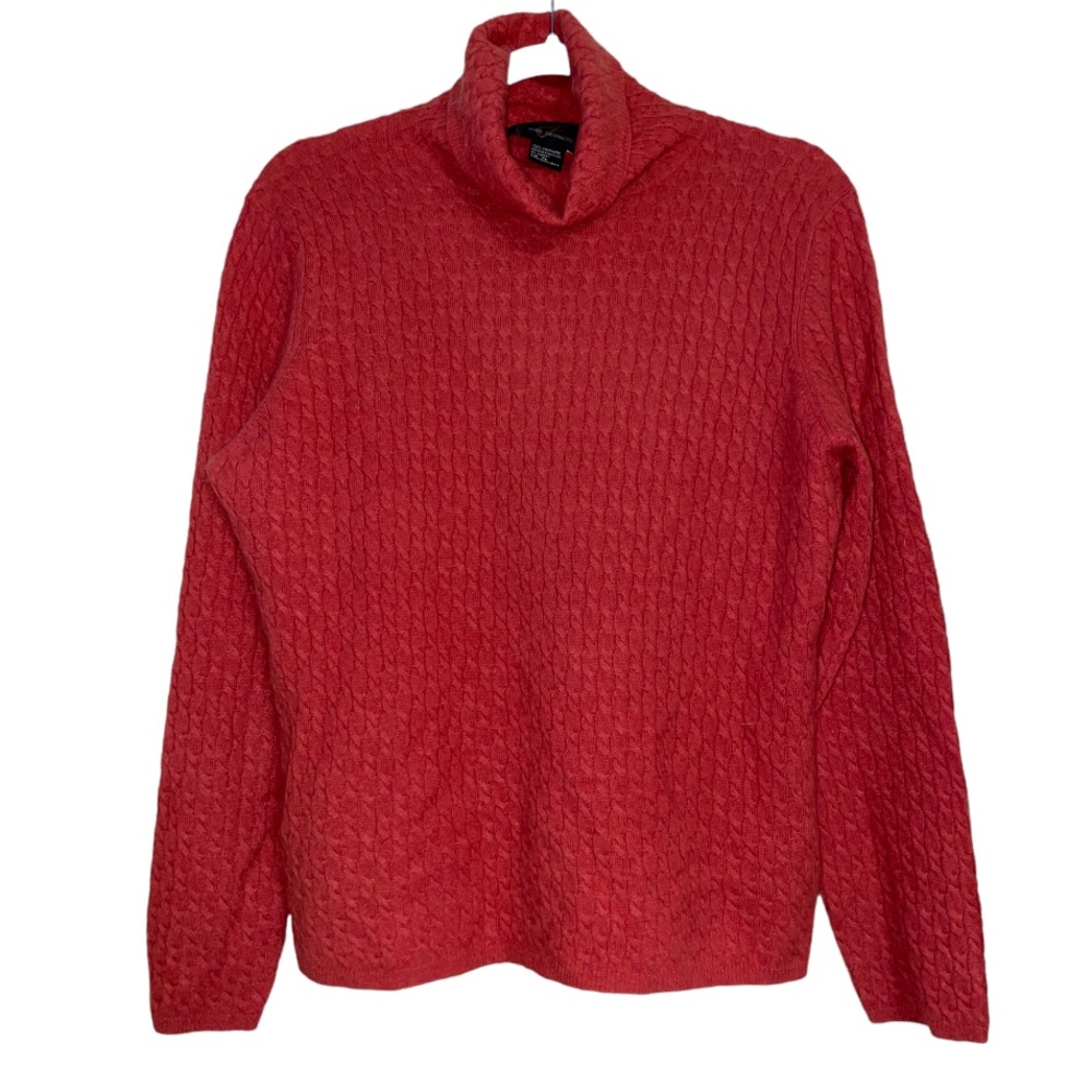 Pure Cashmere Cable Knit Turtleneck Sweater XL